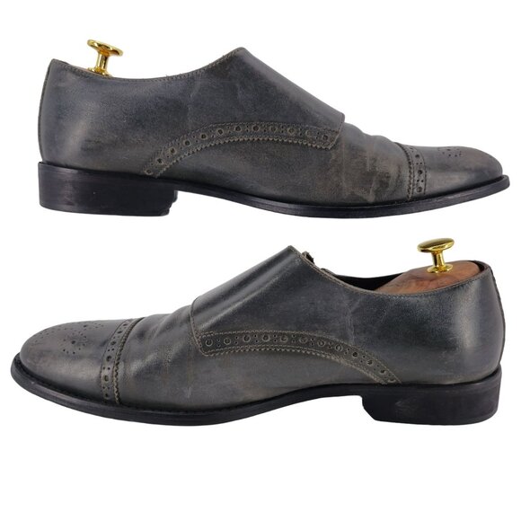 Bruno Magli Italy Gray Leather Double Monk Strap Loafers Men size 11 Dress Shoes main image 11